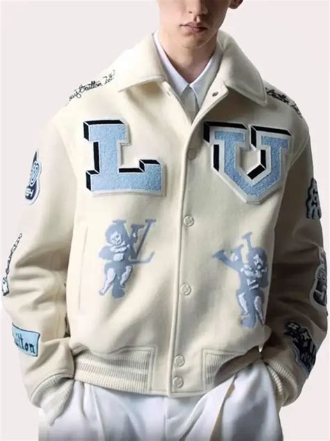 louis vuitton white leather jacket|lv varsity jacket.